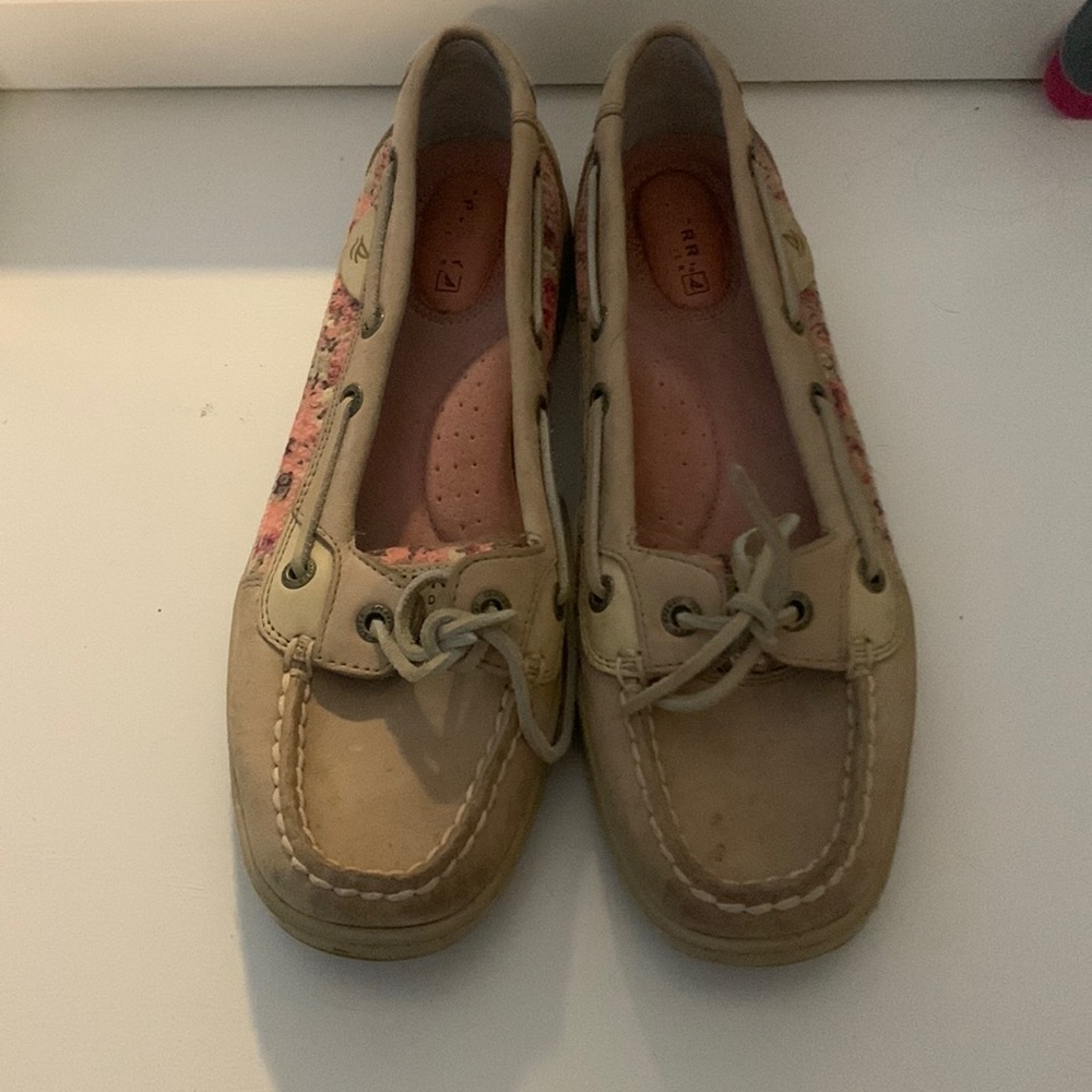 Pink and tan Sperry Topsider